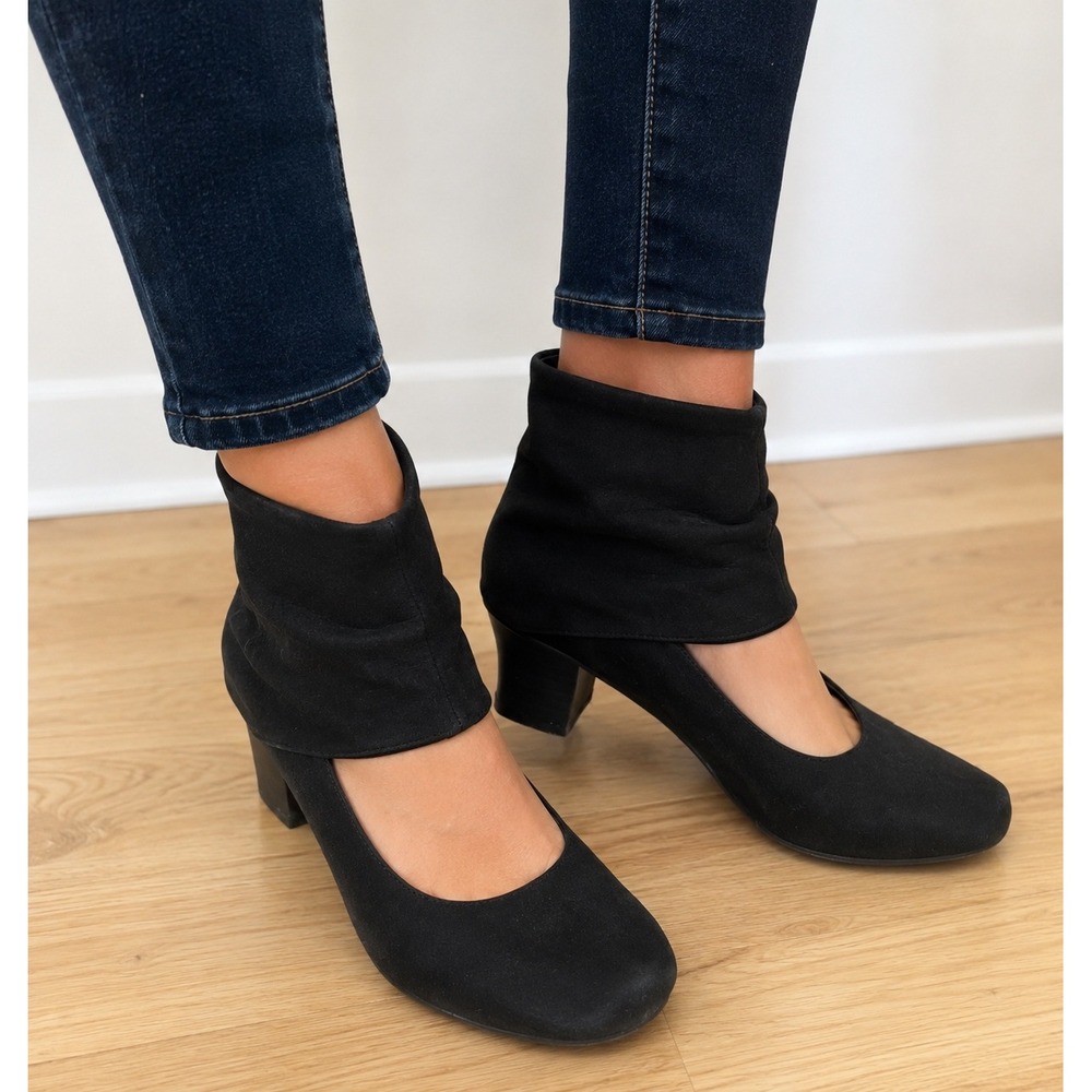 Marc Germany Real Leather Ankle Boots Womens 8/8.5 EU 39 Zip Block Heel Black #5